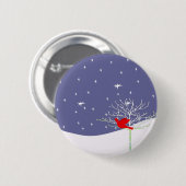 Rode kerstvogel ronde button 5,7 cm (Voorkant /achterkant)