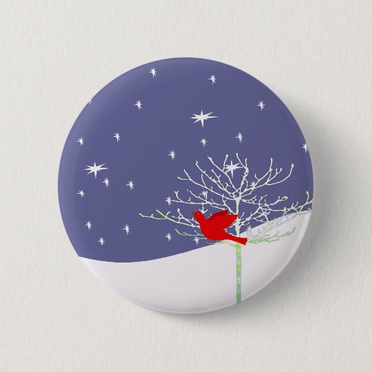 Rode kerstvogel ronde button 5,7 cm (Voorkant)