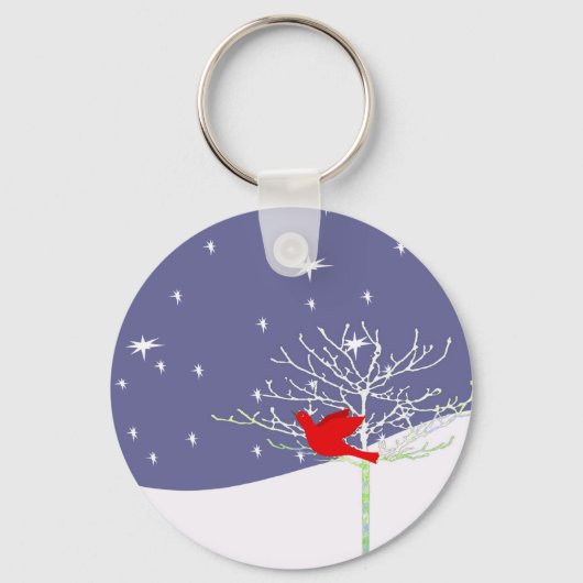 Rode kerstvogel sleutelhanger (Voorkant)