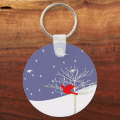 Rode kerstvogel sleutelhanger (Voorkant)