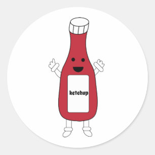 Rode Ketchup Bottle Kawaii Schattige Personalisere Ronde Sticker