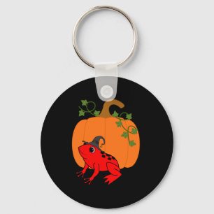 Rode kikker met Halloween Pumpkin Sleutelhanger