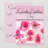 Rode Klaproos Aquarel bloemige Poppies Kaart (Voorkant / Achterkant)