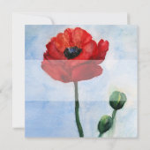 Rode Klaproos Aquarel Trouw Uitnodiging (Achterkant)