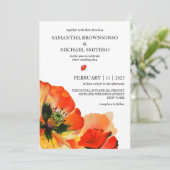 Rode klaproos bloem botanische zomer bruiloft kaart (Staand voorkant)