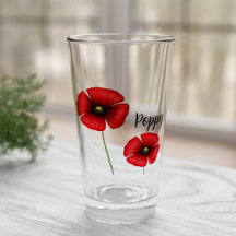 Rode klaproos bloemen aangepaste naam glas