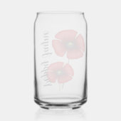 Rode klaproos bloemen aangepaste naam kan glas (Achterkant)