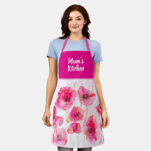 Rode Klaproos Bloemen Bloem Waterverf Schort