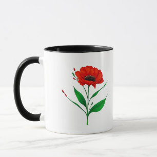 Rode klaproos bloemillustratie mok