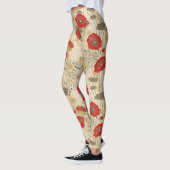 Rode klaproos bloemmotief leggings (Links)