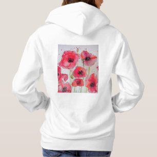 Rode klaproos bloemschildering in watercolor bloem hoodie