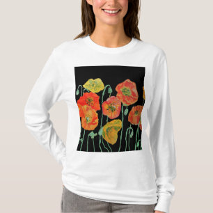 Rode Klaproos bloemschildering in waterverf Bloemp T-shirt