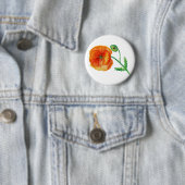 Rode klaproos Botanische Waterverf Art Badge Ronde Button 5,7 Cm (In situ)