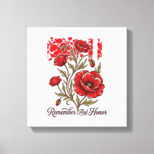 Rode Klaproos Herinner en Eer Vintage Herdenkings Canvas Afdruk