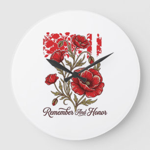 Rode Klaproos Herinner en Eer Vintage Herdenkings Grote Klok