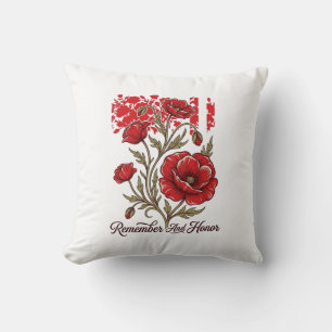 Rode Klaproos Herinner en Eer Vintage Herdenkings Kussen