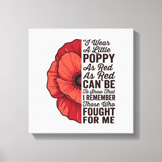 Rode klaproos herinneringscitaat Vector shirt ontw Canvas Afdruk (Voorkant)