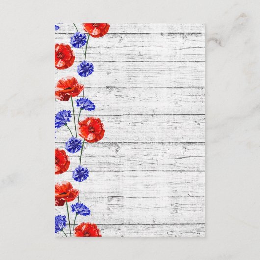 Rode klaproos & korenbloem rustieke details / rout informatiekaartje (Achterkant)