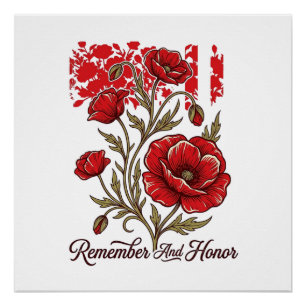 Rode Klaproos Onthoud En Eer Vintage Herdenkings T Perfect Poster