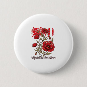 Rode Klaproos Onthoud En Eer Vintage Herdenkings T Ronde Button 5,7 Cm