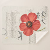 rode klaproos tekening + Victoriaans typografie Sherpa Deken (Voorkant (horizontaal))