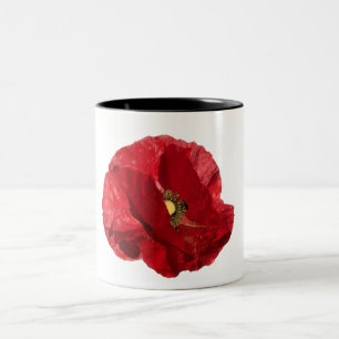 Rode klaproos tweekleurige koffiemok