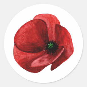 Rode klaproos wilde bloem enveloppe zegel sticker