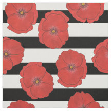 Rode klaproosbloemen met zwarte en witte strepen