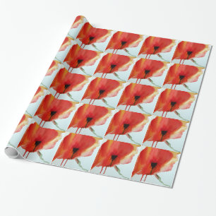 Rode klaprozen aquarel moderne bloemkunst cadeaupapier