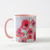 Rode klaprozen Aquarel Schilderen Mok Roze (Links)