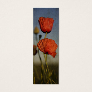 Rode klaprozen, bladwijzer mini visitekaartjes