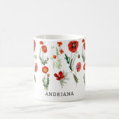 Rode klaprozen bloemen koffiemok (Center)