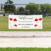 Rode klaprozen Bloemen Rustieke Elegante bruiloft Spandoek (Insitu)
