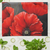 Rode klaprozen Bloemen Theedoek (Gevouwen)