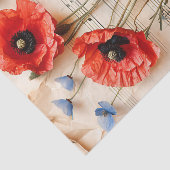 Rode klaprozen bloemenblad muziek sheet ephemera tissuepapier (Detail)