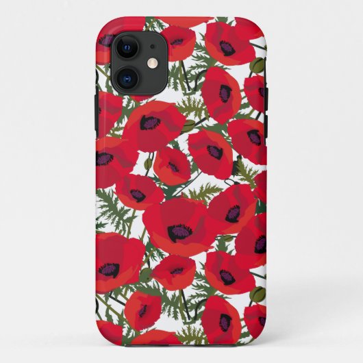 Rode Klaprozen Bloempatroon Case-Mate iPhone Case (Achterkant)
