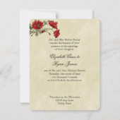 Rode klaprozen, elegante trouwuitnodiging kaart (Achterkant)