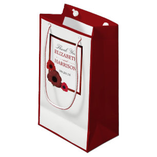 Rode Klaprozen en Jute Bruiloft Klein Cadeauzakje