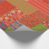 Rode klaprozen Faux-patchwork inpakpapier (Hoek)