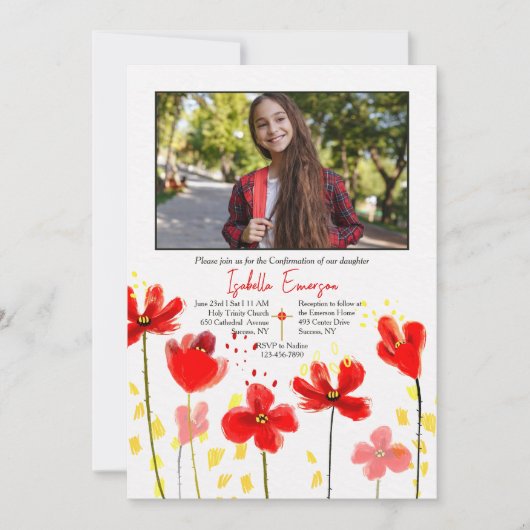 Rode klaprozen foto bevestiging kaart (Voorkant)