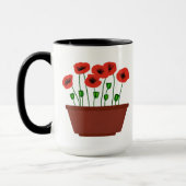 Rode klaprozen in een terracotta plantenbak mok (Links)