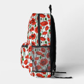 Rode klaprozen in een veld op wit bedrukte rugzak (Rechts)