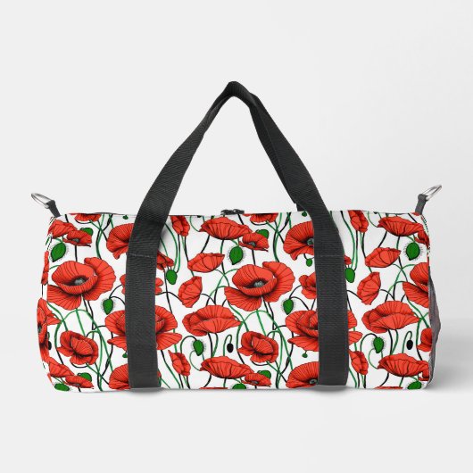 Rode klaprozen in een veld op wit plunjezak (Voorkant)