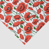 Rode klaprozen in een veld op wit tissuepapier (Detail)