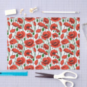 Rode klaprozen in een veld op wit tissuepapier (Craft)