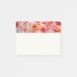 Rode klaprozen in een veld Waterverf Post-it® Notes