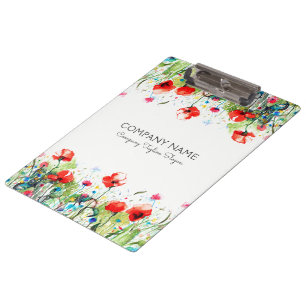 Rode klaprozen & kleurrijke bloemen klembord