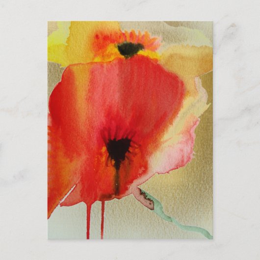 Rode klaprozen Moderne bloemkunst Briefkaart (Voorkant)