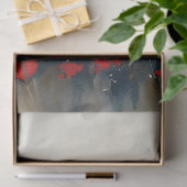 Rode klaprozen naast een donkere meer decoupage tissuepapier (Geschenk)