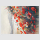 Rode klaprozen naast een donkere meer decoupage tissuepapier (Voorkant)